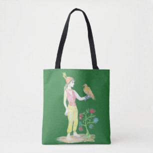 Bolsa Tote Um desenho a lápis de cor de uma mulher
