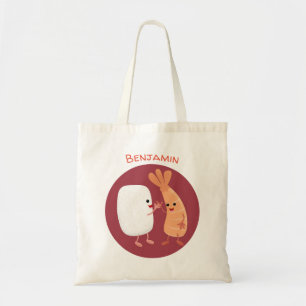Bolsa Tote Um desenho animado de amigos de camarão de sushi