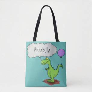 Bolsa Tote Um desenho animado de dragão engraçado verde par