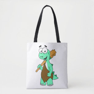 Bolsa Tote Um desenho animado Tyrannosaurus Rex Caveman.