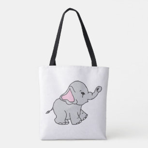 Bolsa Tote Um desenho de elefante desenhado à mão rosa