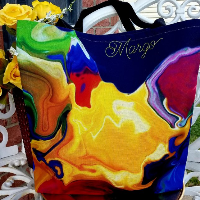 Bolsa Tote Um Design Gráfico De Felicidade Amarela (Criador carregado)