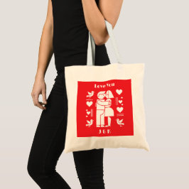 Bolsa Tote Um Dia dos Namorados moderno personalizado Bauhaus