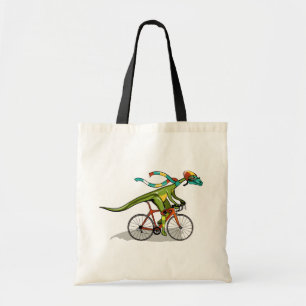 Bolsa Tote Um Dinossauro Anabisetia Andando De Bicicleta.