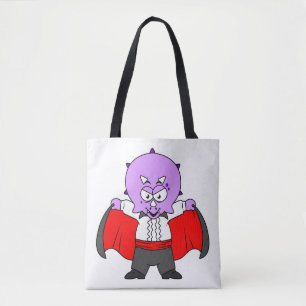 Bolsa Tote Um Dinossauro Ceratops Vestiu Como Conde Drácula.