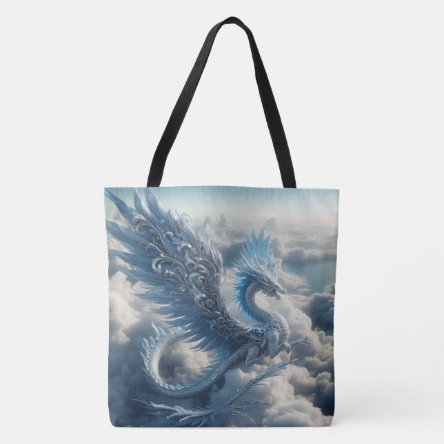 Bolsa Tote Um dragão cercado por nuvens (Frente)