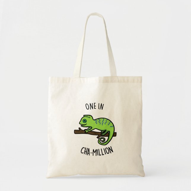 Bolsa Tote Um Em Cha-Milhão De Chameleon Engraçado (Frente)