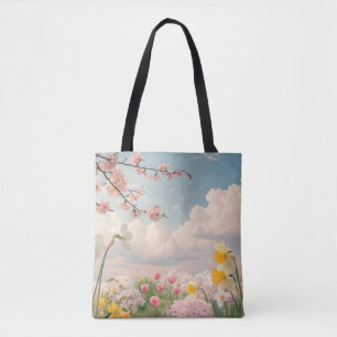 Bolsa Tote Um Fundo Floral de Primavera