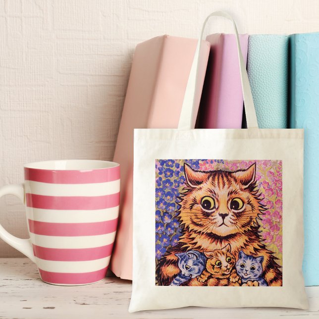 Bolsa Tote Um gato com seus gatinhos Louis Wain (Criador carregado)