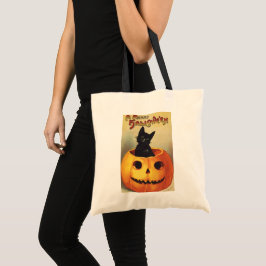 Bolsa Tote Um Halloween de Feliz por Ellen Clapsaddle, Gato d