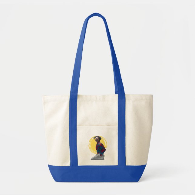 Bolsa Tote Um Homem Moderno em Aplicativo Vibrante, Abstrato (Frente)