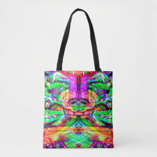 Bolsa Tote Um iPad tribal de néon abstrato simétrico, bonito
