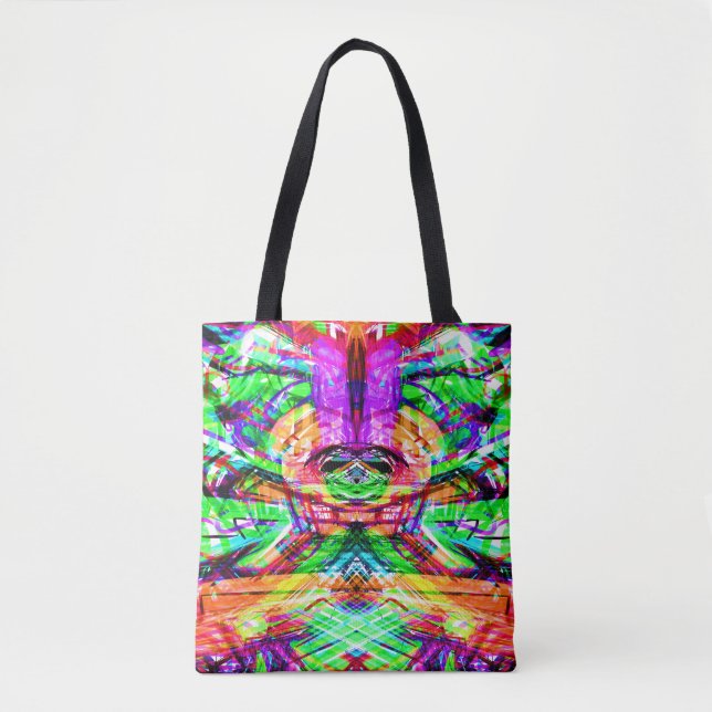Bolsa Tote Um iPad tribal de néon abstrato simétrico, bonito  (Frente)