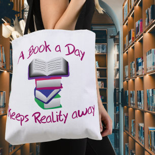 Bolsa Tote Um livro por dia mantém a realidade à distância