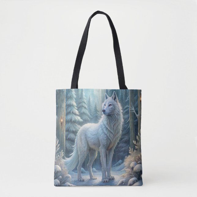 Bolsa Tote Um Lobo Branco Bonito (Frente)