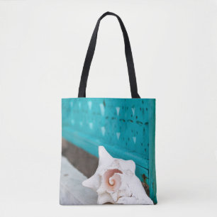 Bolsa Tote Um mar jamaicano branco e cor-de-rosa Shell