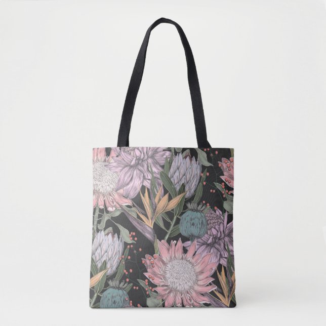 Bolsa Tote Um modelo sem costura de um paraíso de flores trop (Frente)