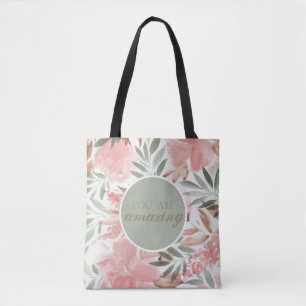 Bolsa Tote Um Monograma De Padrão Floral De Água Que Você É I