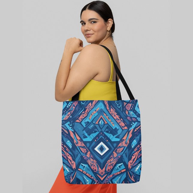Bolsa Tote Um padrão abstrato sem soldadura com formas geomét (Criador carregado)