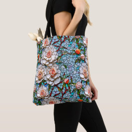 Bolsa Tote Um Padrão Bonito Faux Mosaico Floral