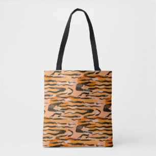 Bolsa Tote Um padrão de tigre perfeito, cor de pêssego