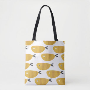 Bolsa Tote Um padrão infantil perfeito com peixes engraçado