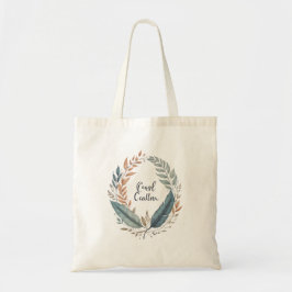 Bolsa Tote Um padrão minimalista de moldura redonda folhosa