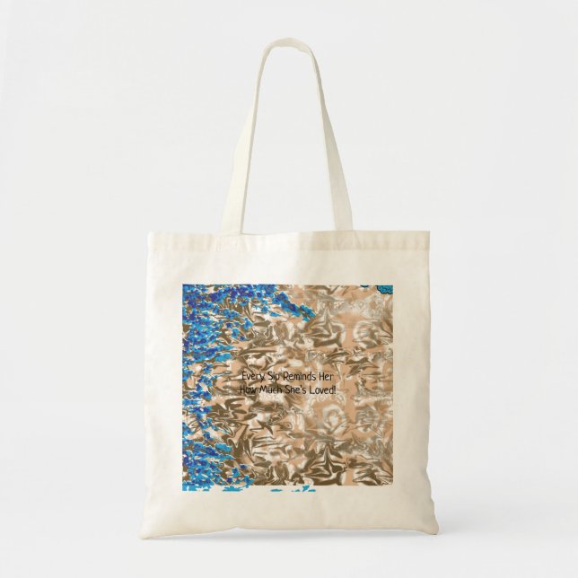 Bolsa Tote Um padrão paisley elaborado em azul e marrom, hi (Frente)