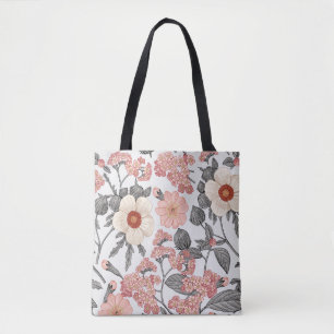 Bolsa Tote Um padrão perfeito. Belo tecido florescendo reali