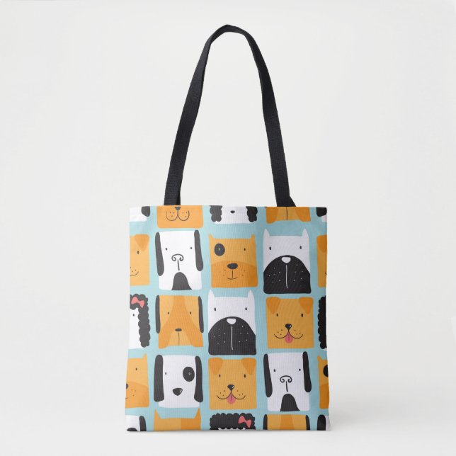Bolsa Tote Um padrão perfeito com cães bonitos.  (Frente)