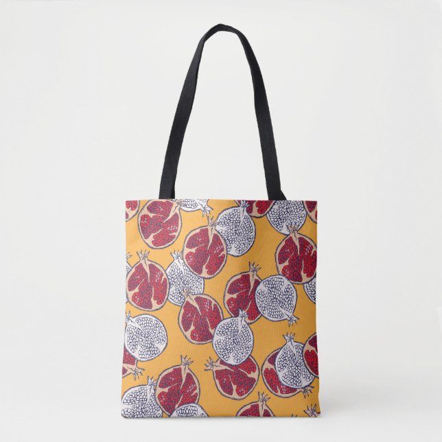 Bolsa Tote Um padrão perfeito. Mão de romã desenhada.  (Frente)