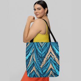 Bolsa Tote Um padrão uniforme de azul-abstrato e laranja