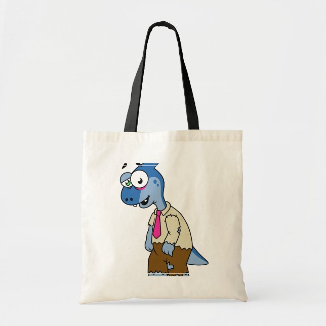 Bolsa Tote Um Parasaurolofo De Cartoon Vestiu Como Zombie. (Frente)