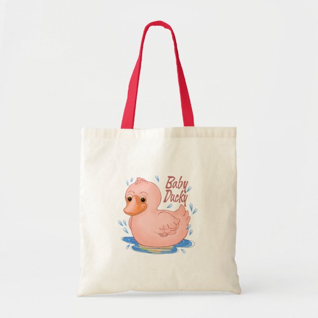 Bolsa Tote Um Pato de Borracha Rosa (Frente)
