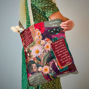 Bolsa Tote Um poema personalizado floral boêmio caprichoso