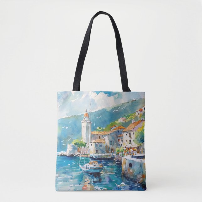Bolsa Tote Um Porto Marítimo (Frente)