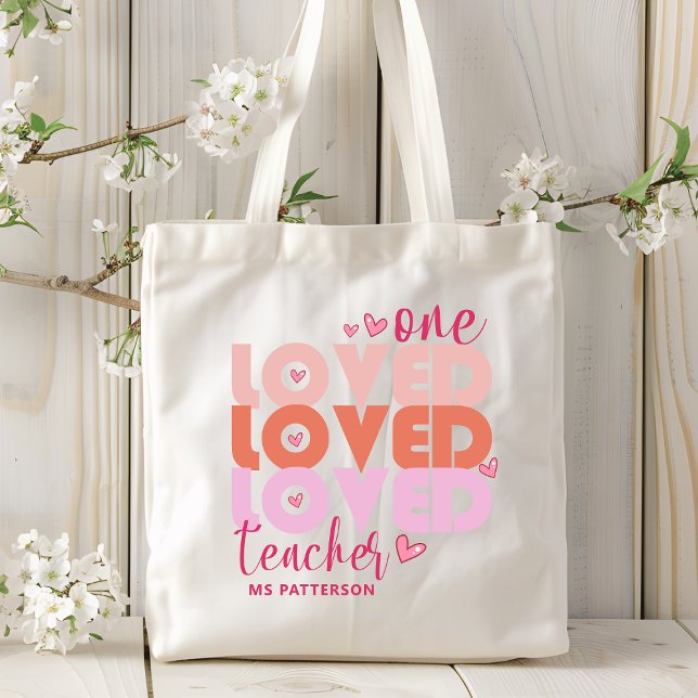 Bolsa Tote Um Professor de Amor Nome Moderno Rosa (Criador carregado)
