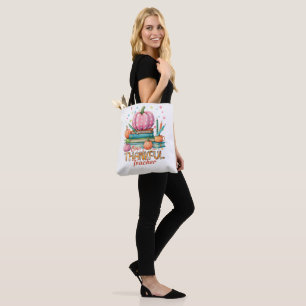Bolsa Tote Um Professor Grato – Abóbora Rosa e Livros de Outo