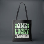 Bolsa Tote Um Professor Sortudo Groovy Retro Professora St Pa<br><div class="desc">Um Dia de São Patrício De Professores Sortudos Groovy Retro</div>