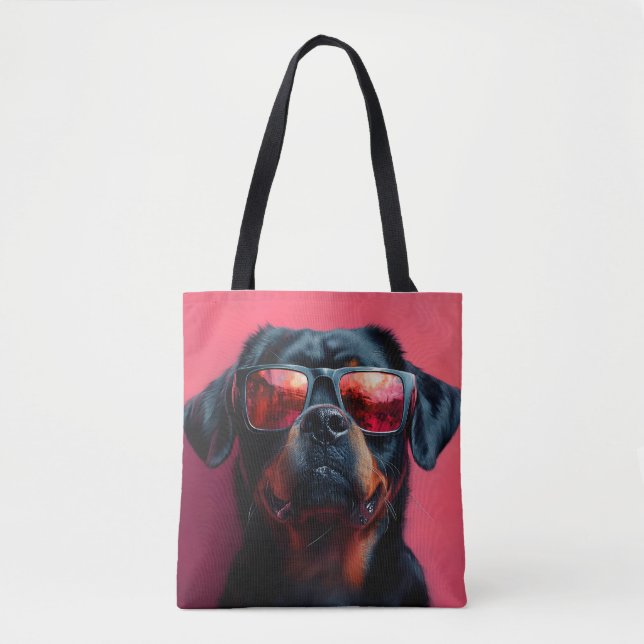 Bolsa Tote Um rottweiler legal com óculos de sol (Frente)