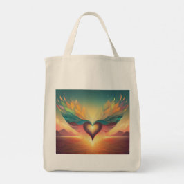 Bolsa Tote Um saco de tote com coração alado a brilhar pela l