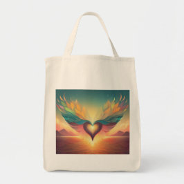 Bolsa Tote Um saco de tote com coração alado a brilhar pela l