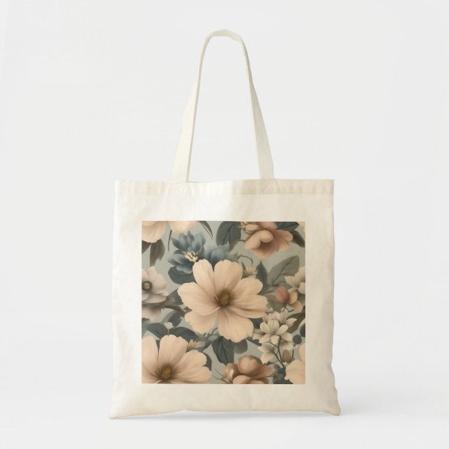 Bolsa Tote Um Saco de Tote com impressões florais (Frente)