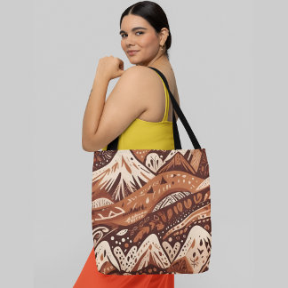 Bolsa Tote Uma abstrato colorida montanhas colinas