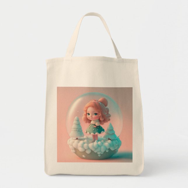 Bolsa Tote Uma boneca engraçada numa nuvem (Frente)