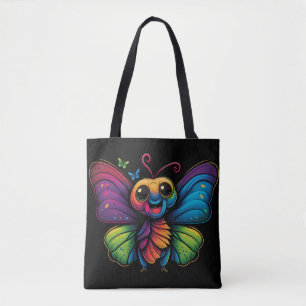 Bolsa Tote Uma borboleta de cor arco-íris