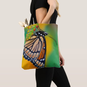 Bolsa Tote Uma Borboleta Viceroy em Flores