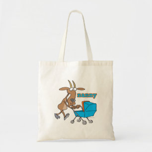 Bolsa Tote uma cabra engraçada empurrando desenho animado