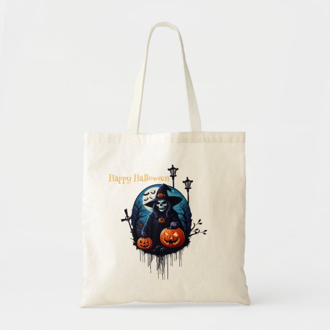 Bolsa Tote Uma cena assustadora do Dia das Bruxas (Frente)