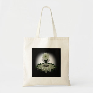 Bolsa Tote Uma Flor Verde em Fundo Preto